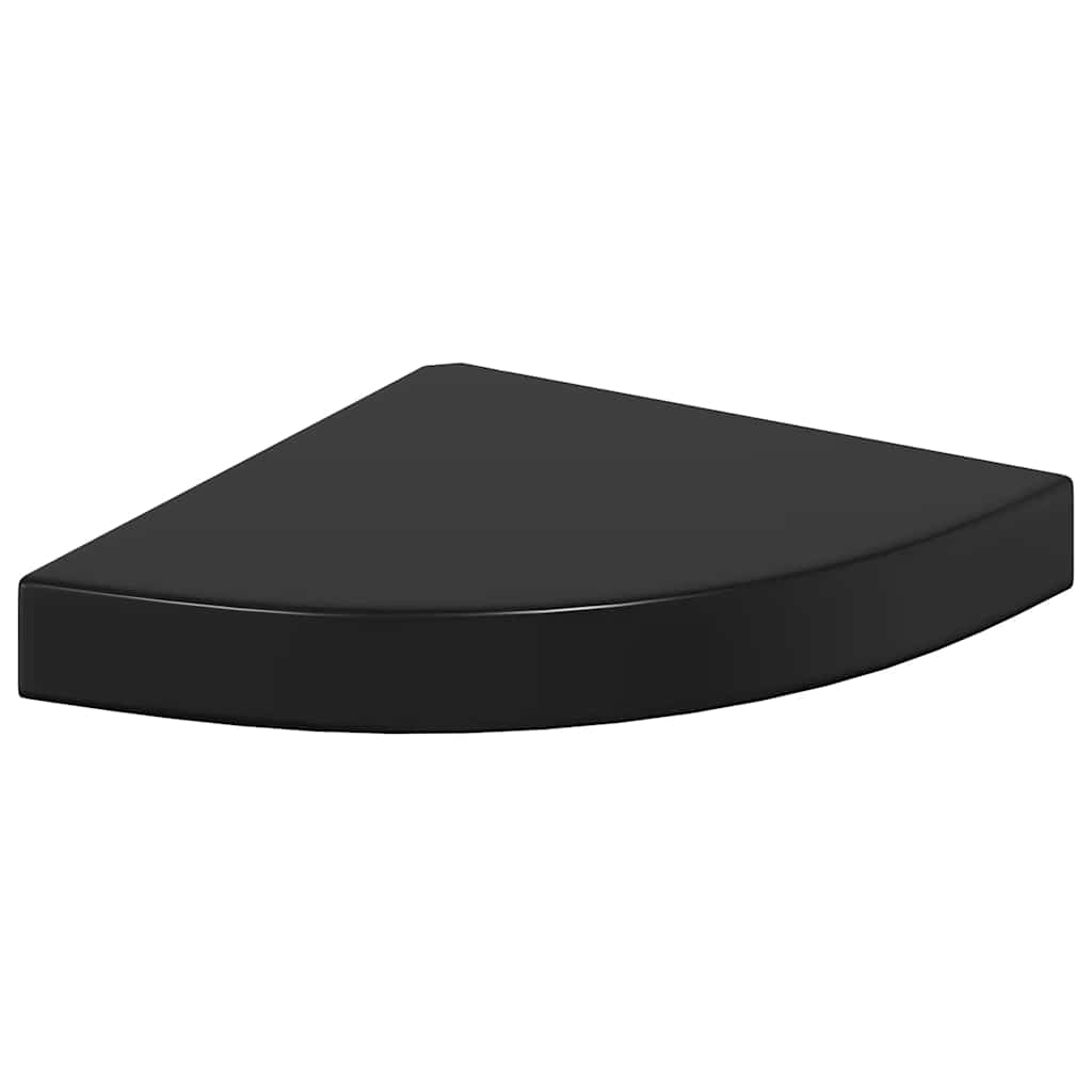 Eck-Schweberegale 4 Stk. Hochglanz-Schwarz 25x25x3,8 cm MDF