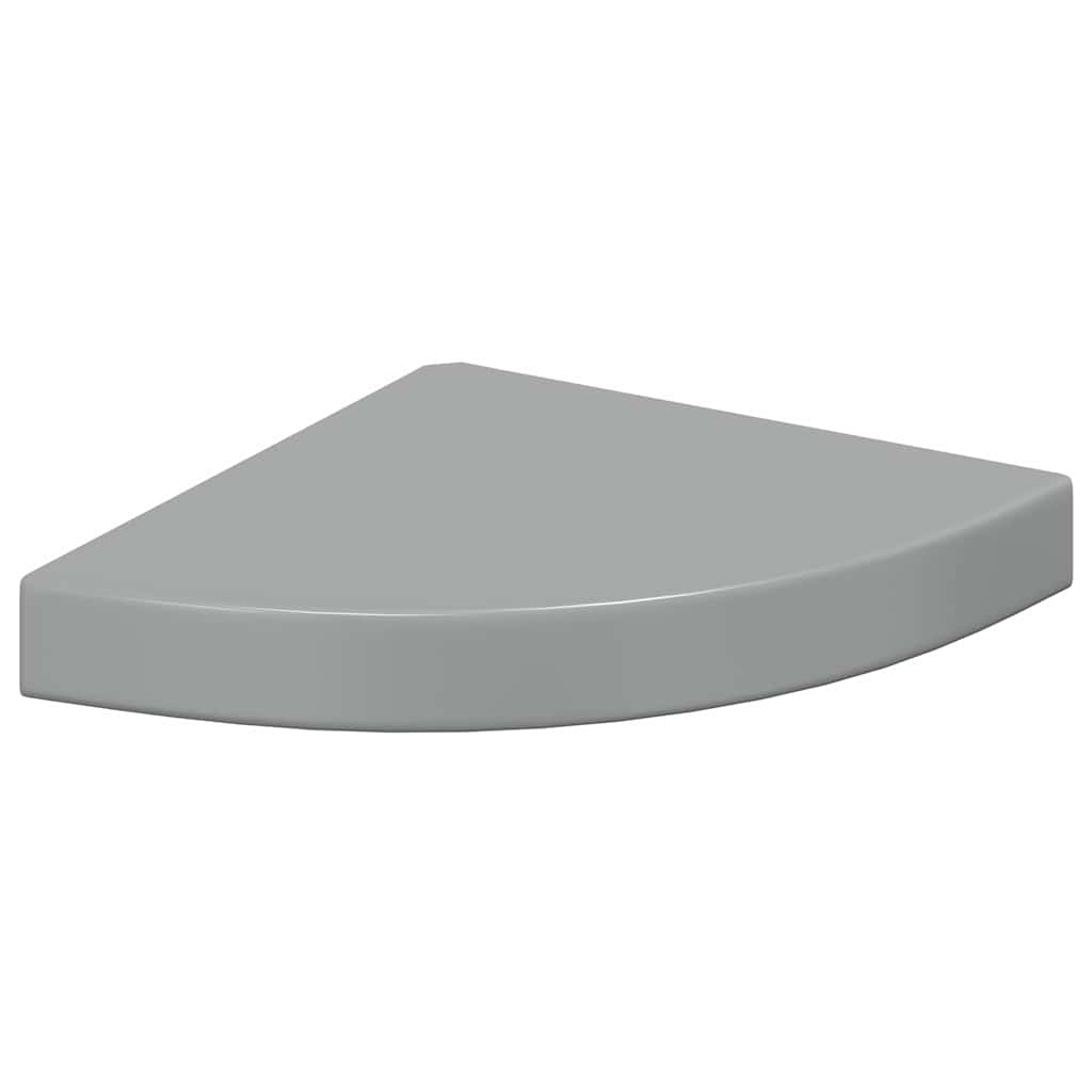 Eck-Schweberegale 2 Stk. Hochglanz-Grau 25x25x3,8 cm MDF