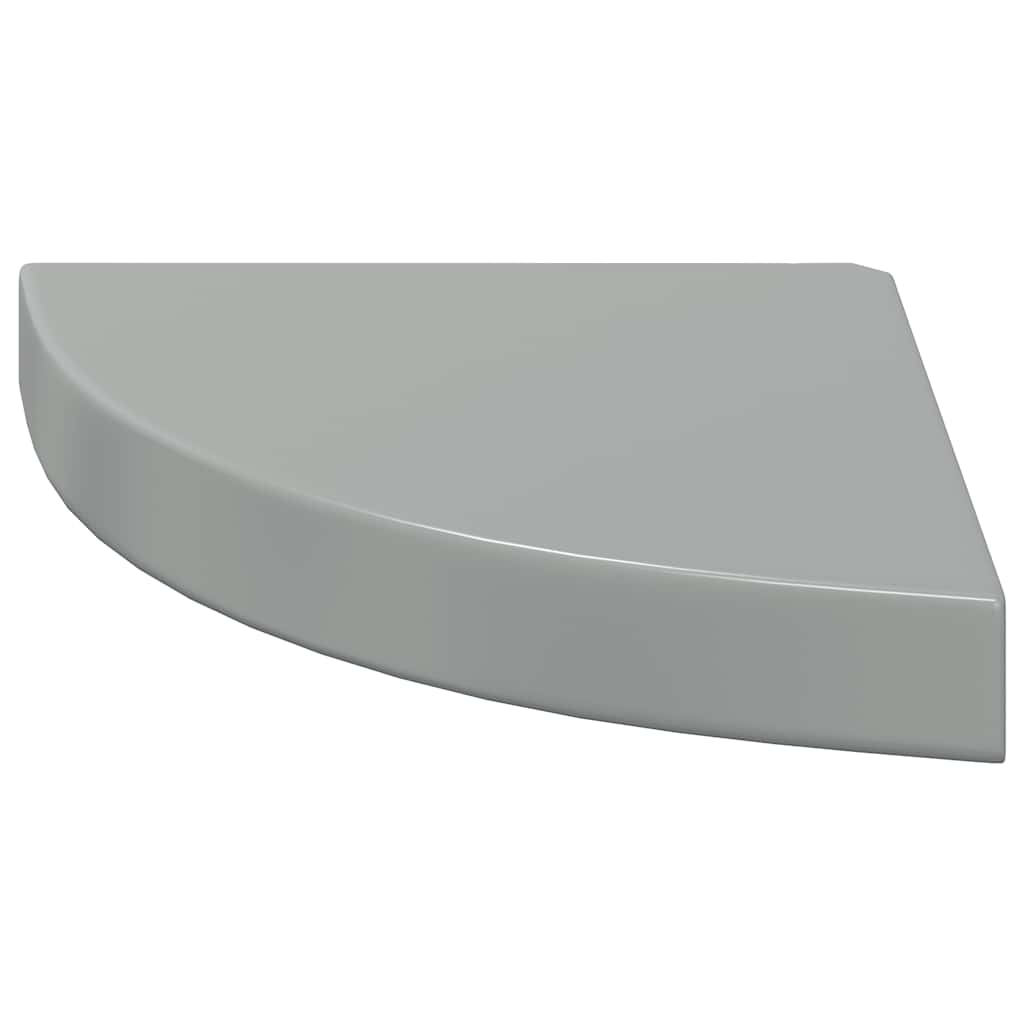 Eck-Schweberegale 2 Stk. Hochglanz-Grau 25x25x3,8 cm MDF