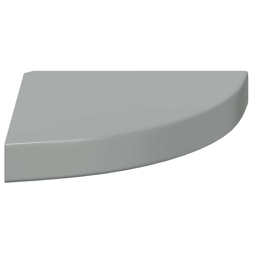 Eck-Schweberegale 2 Stk. Hochglanz-Grau 25x25x3,8 cm MDF