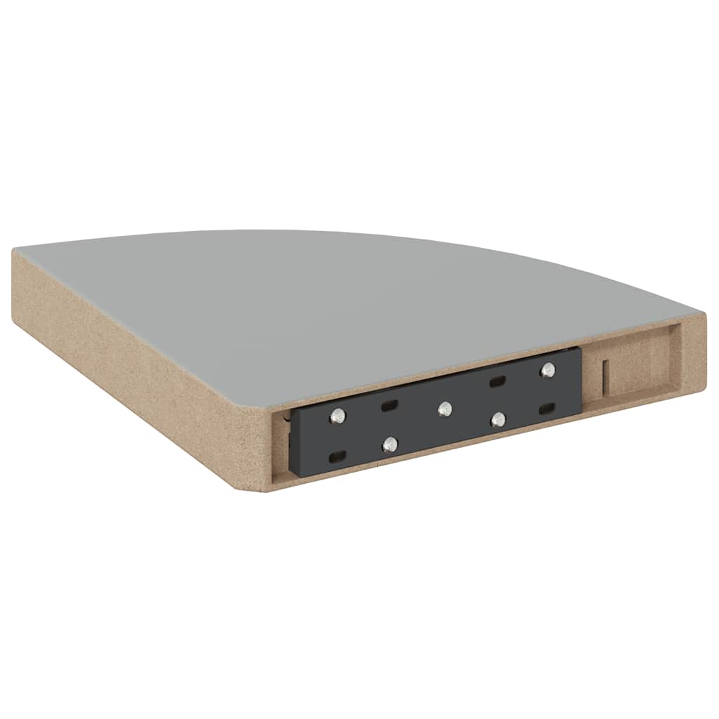 Eck-Schweberegale 2 Stk. Hochglanz-Grau 25x25x3,8 cm MDF