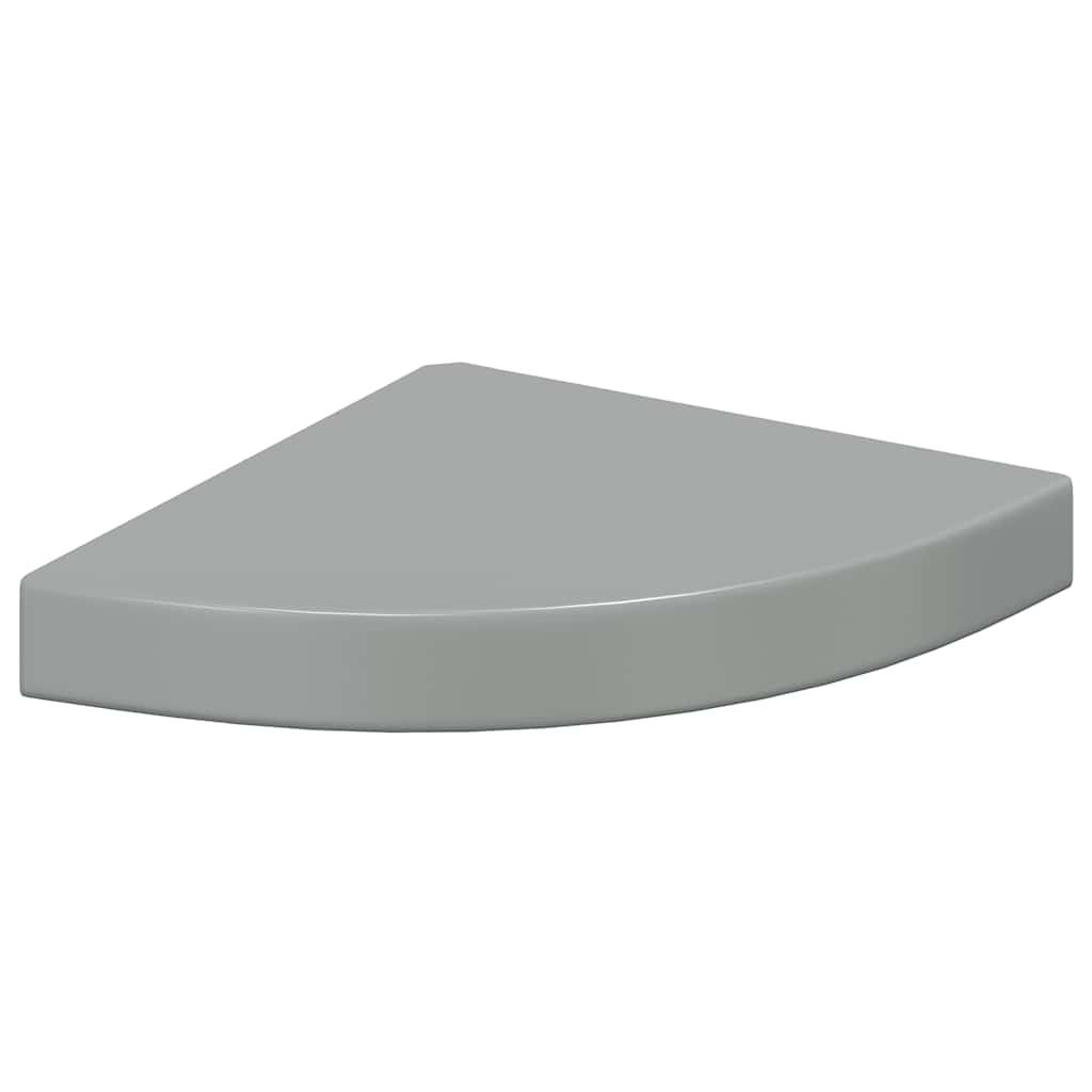 Eck-Schweberegale 4 Stk. Hochglanz-Grau 25x25x3,8 cm MDF
