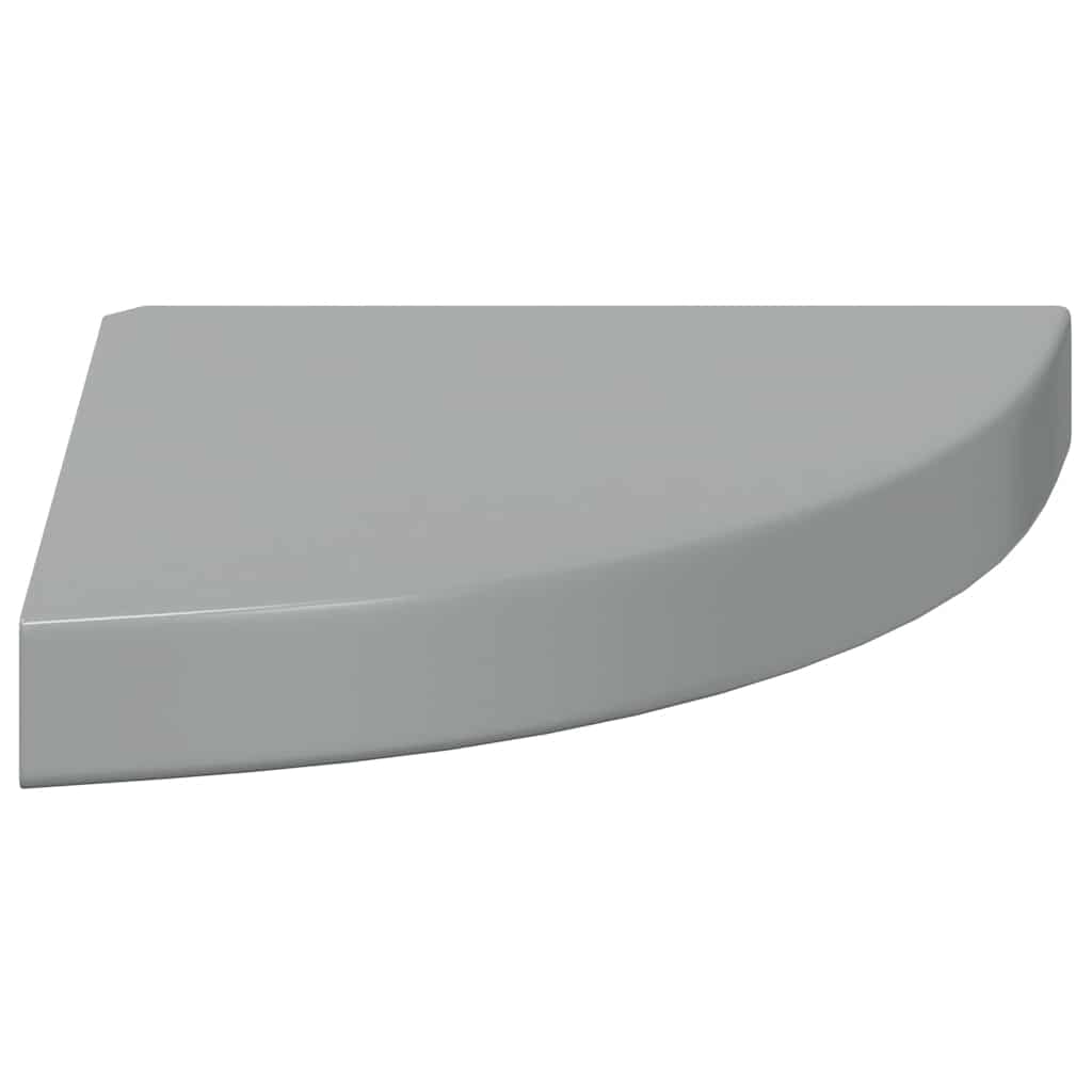 Eck-Schweberegale 4 Stk. Hochglanz-Grau 25x25x3,8 cm MDF