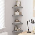 Eck-Schweberegale 4 Stk. Hochglanz-Grau 25x25x3,8 cm MDF