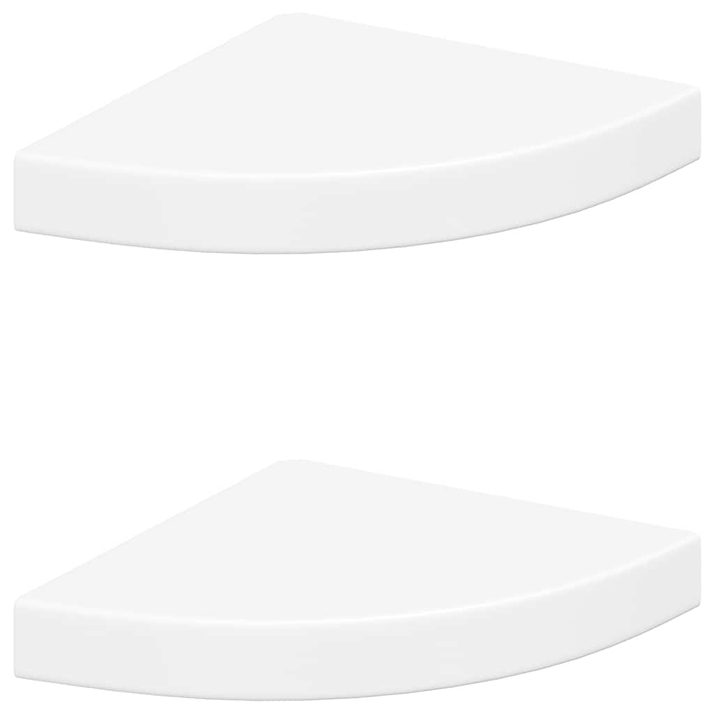 Eck-Schweberegale 2 Stk. Weiß 25x25x3,8 cm MDF