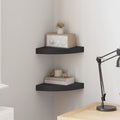 Eck-Schweberegale 2 Stk. Schwarz 25x25x3,8 cm MDF