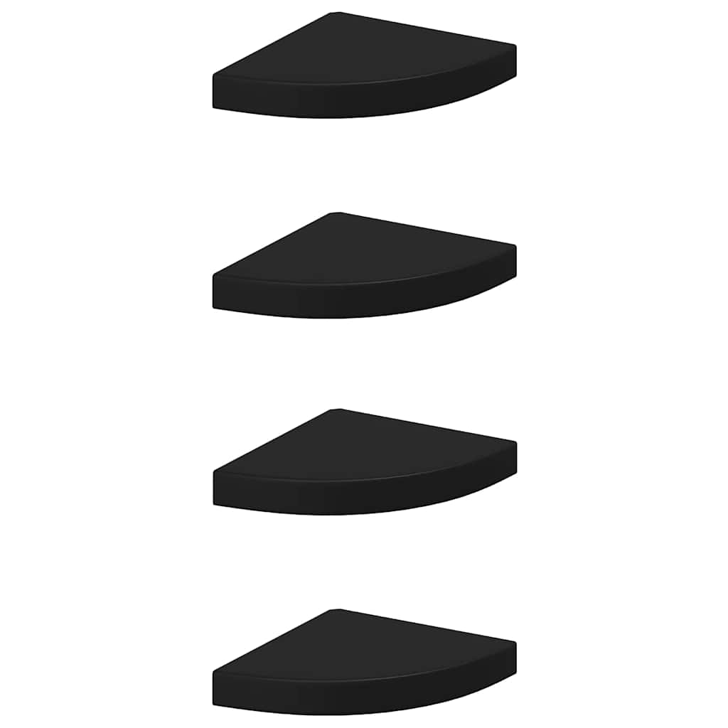 Eck-Schweberegale 4 Stk. Schwarz 25x25x3,8 cm MDF