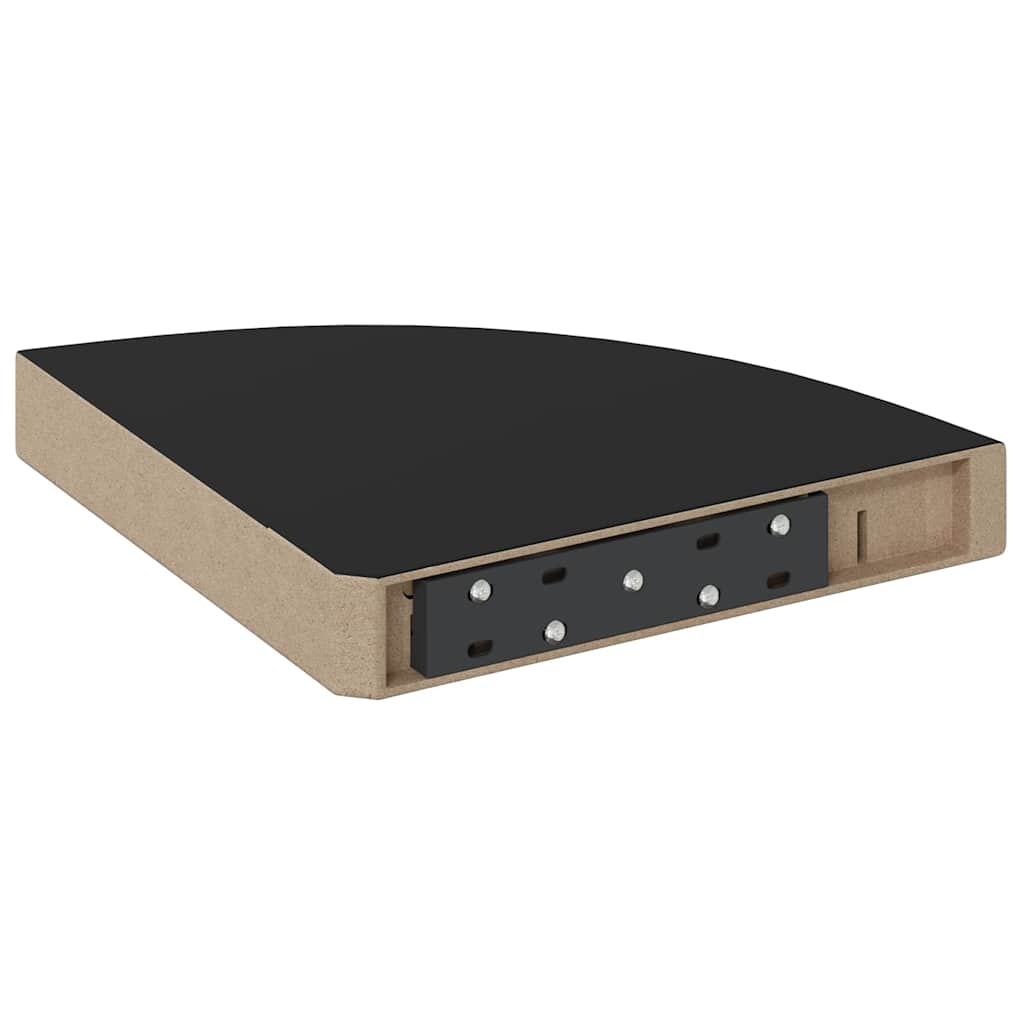Eck-Schweberegale 4 Stk. Schwarz 25x25x3,8 cm MDF