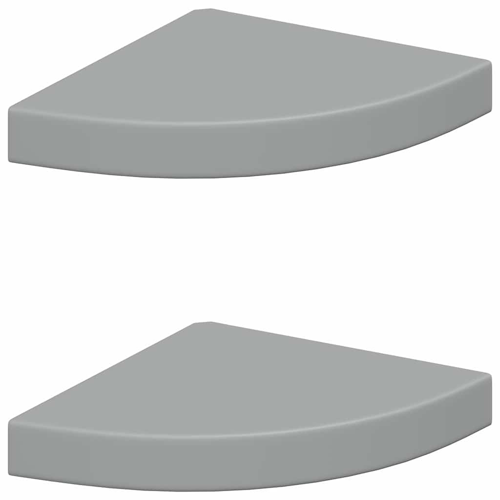 Eck-Schweberegale 2 Stk. Grau 25x25x3,8 cm MDF