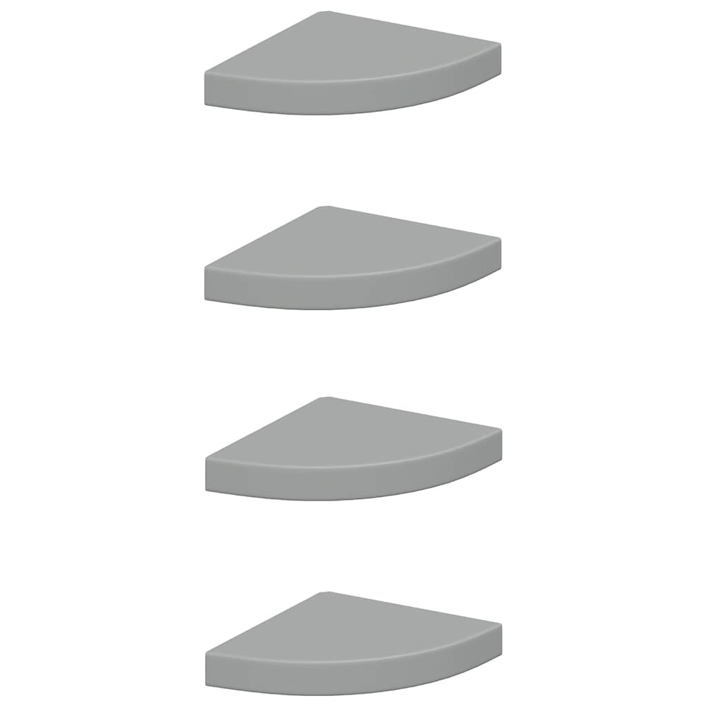 Eck-Schweberegale 4 Stk. Grau 25x25x3,8 cm MDF
