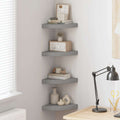 Eck-Schweberegale 4 Stk. Grau 25x25x3,8 cm MDF