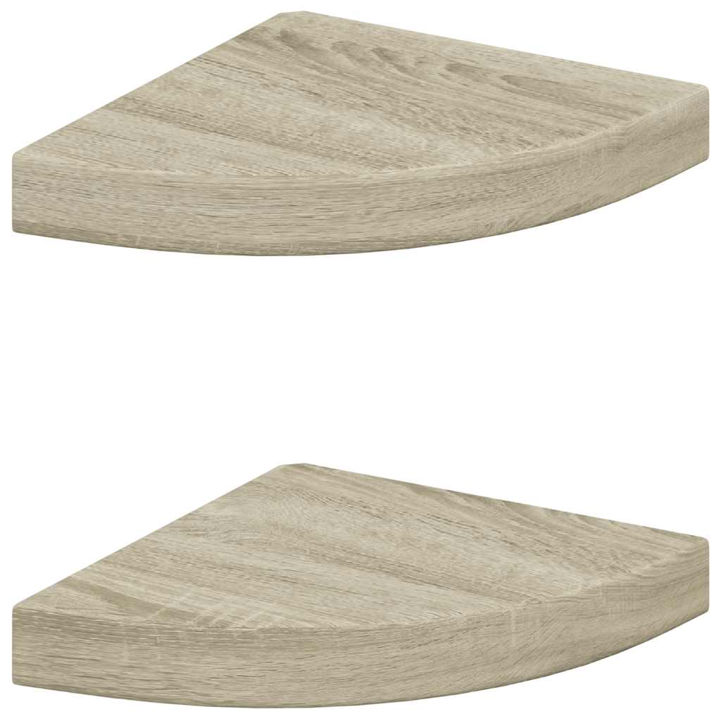 Eck-Schweberegale 2 Stk. Eichen-Optik 25x25x3,8 cm MDF