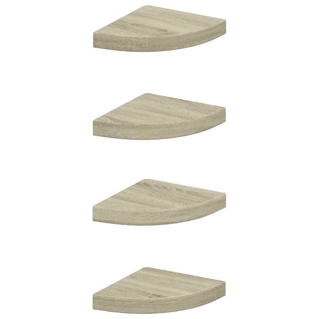 Eck-Schweberegale 4 Stk. Eichen-Optik 25x25x3,8 cm MDF