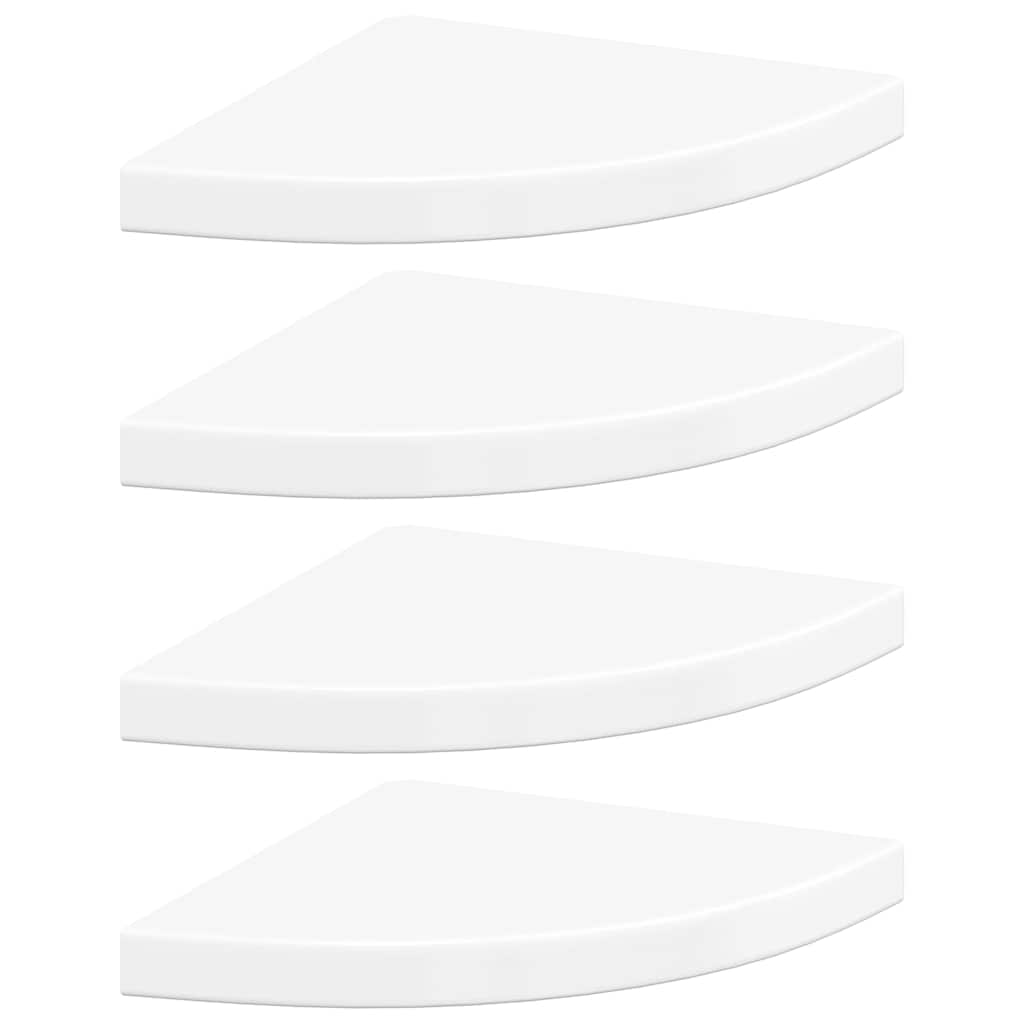 Eck-Schweberegale 4 Stk. Hochglanz-Weiß 35x35x3,8 cm MDF