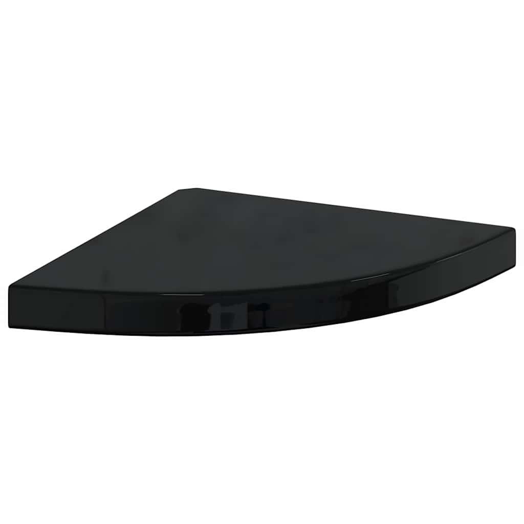 Eck-Schweberegale 2 Stk. Hochglanz-Schwarz 35x35x3,8 cm MDF