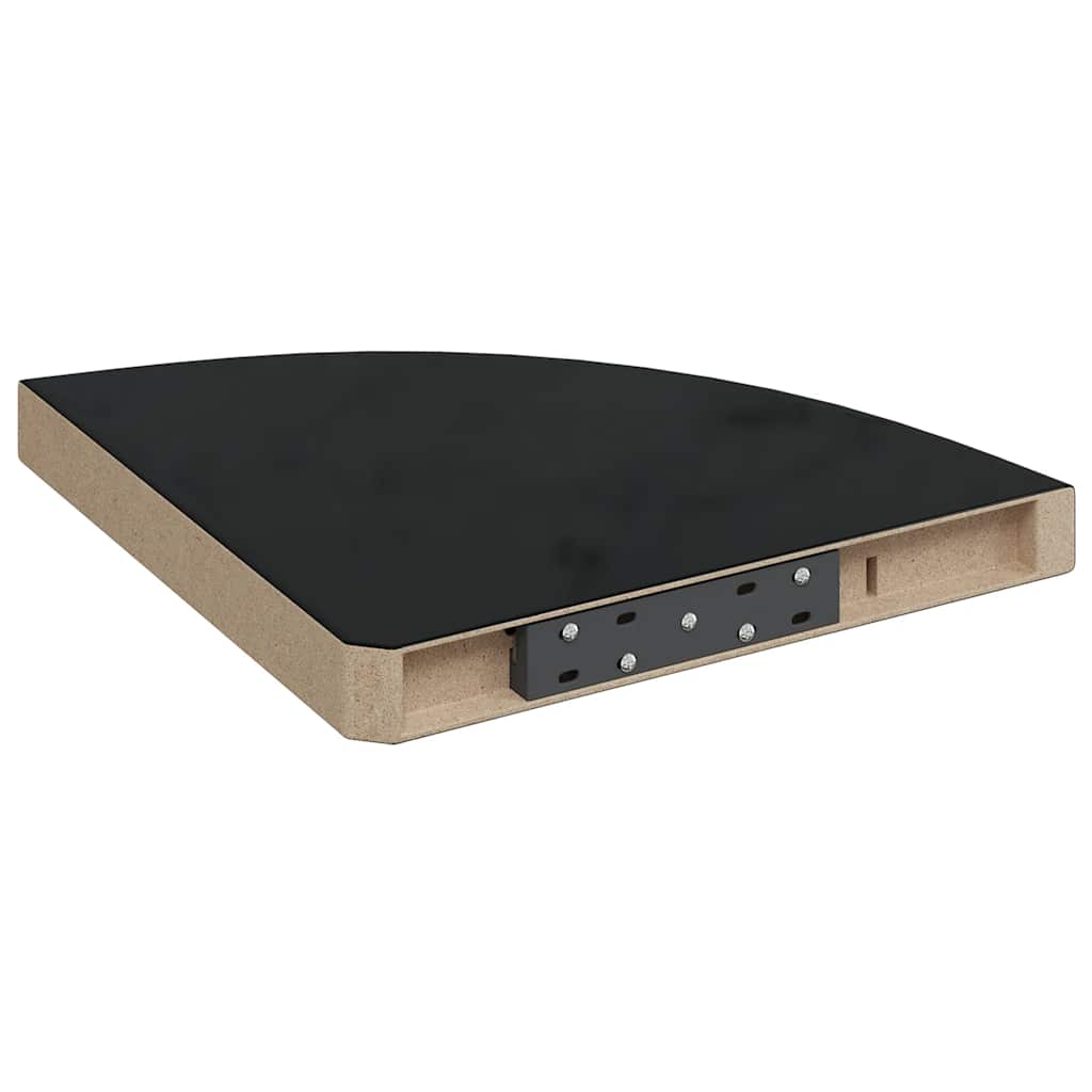 Eck-Schweberegale 2 Stk. Hochglanz-Schwarz 35x35x3,8 cm MDF