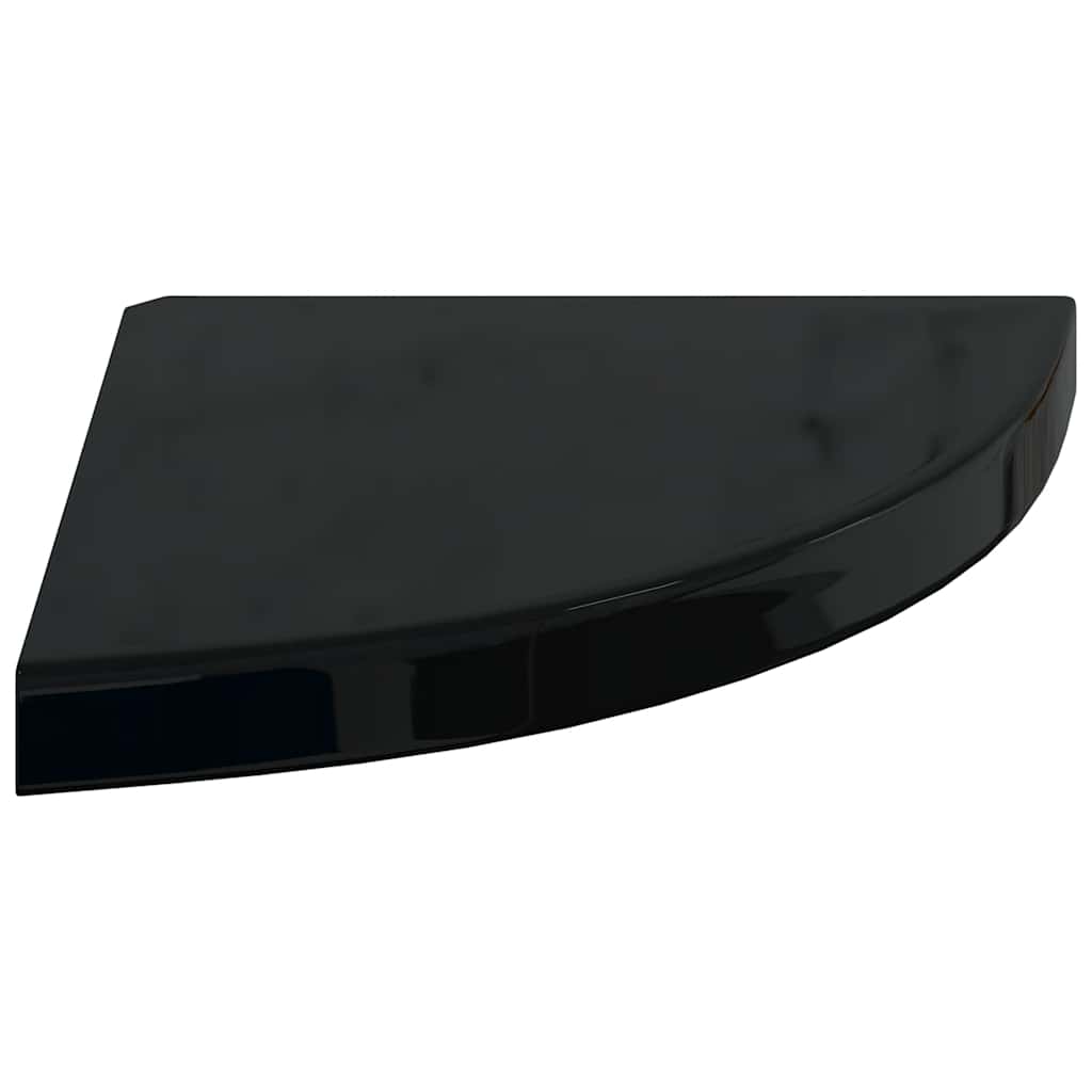 Eck-Schweberegale 4 Stk. Hochglanz-Schwarz 35x35x3,8 cm MDF