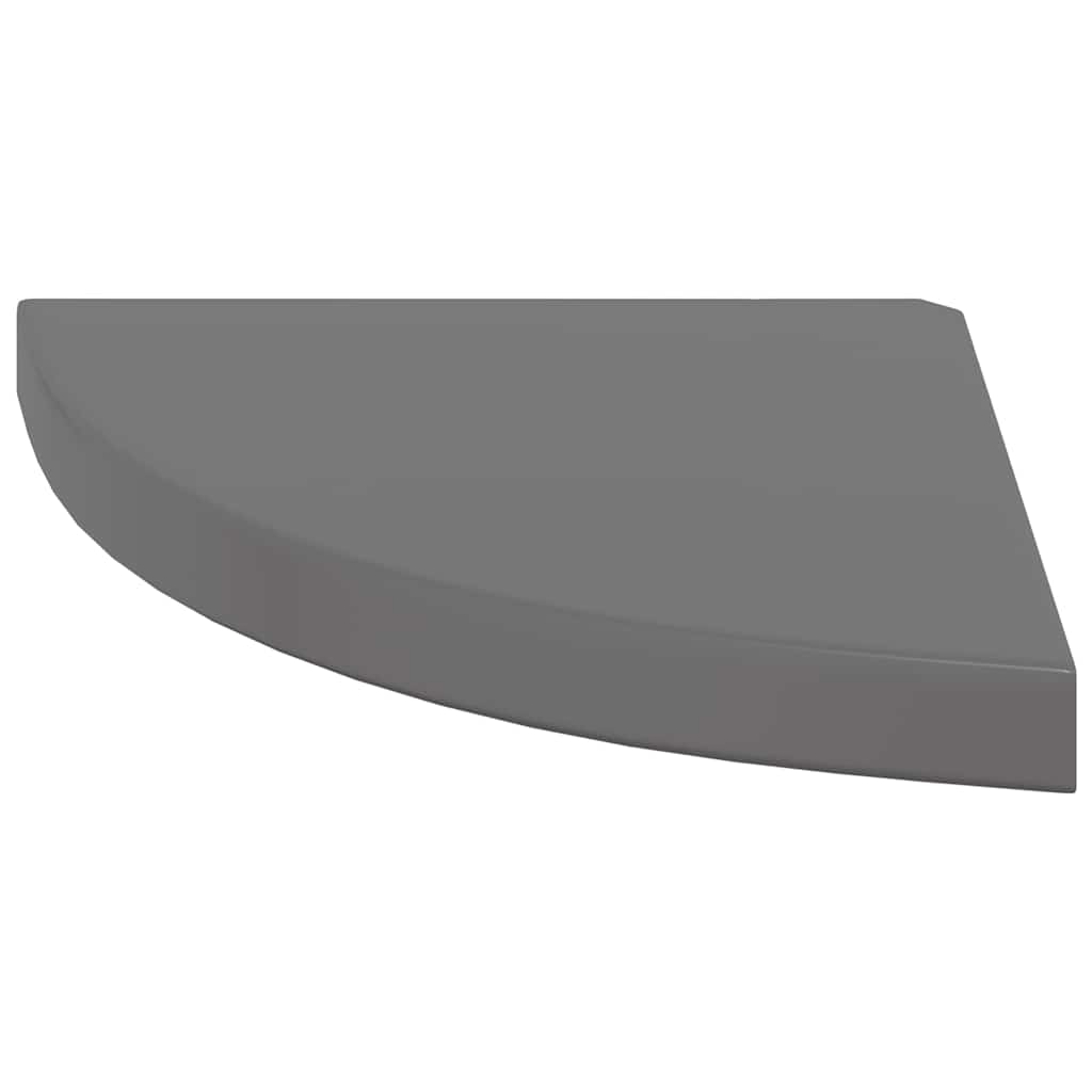 Eck-Schweberegale 2 Stk. Hochglanz-Grau 35x35x3,8 cm MDF