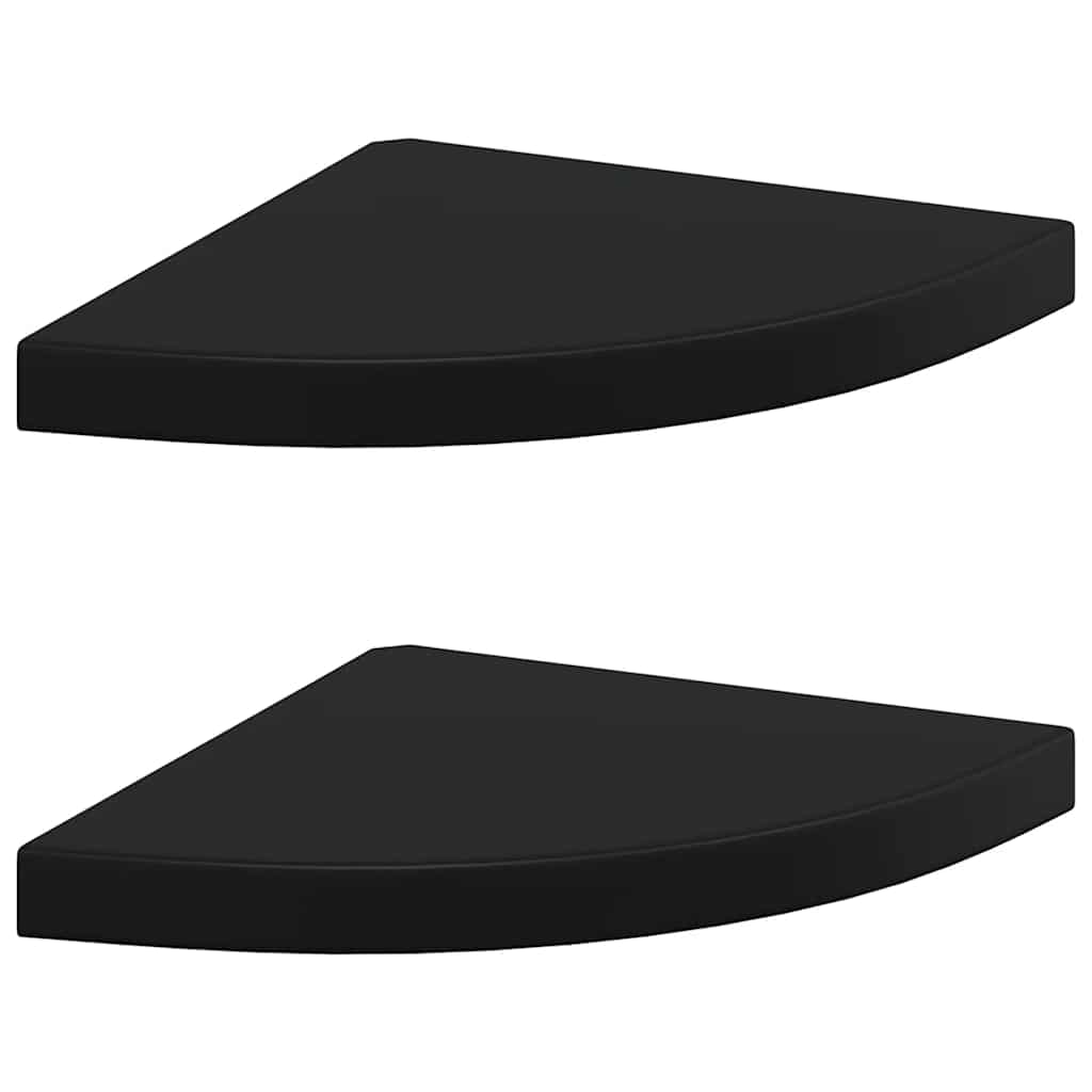 Eck-Schweberegale 2 Stk. Schwarz 35x35x3,8 cm MDF
