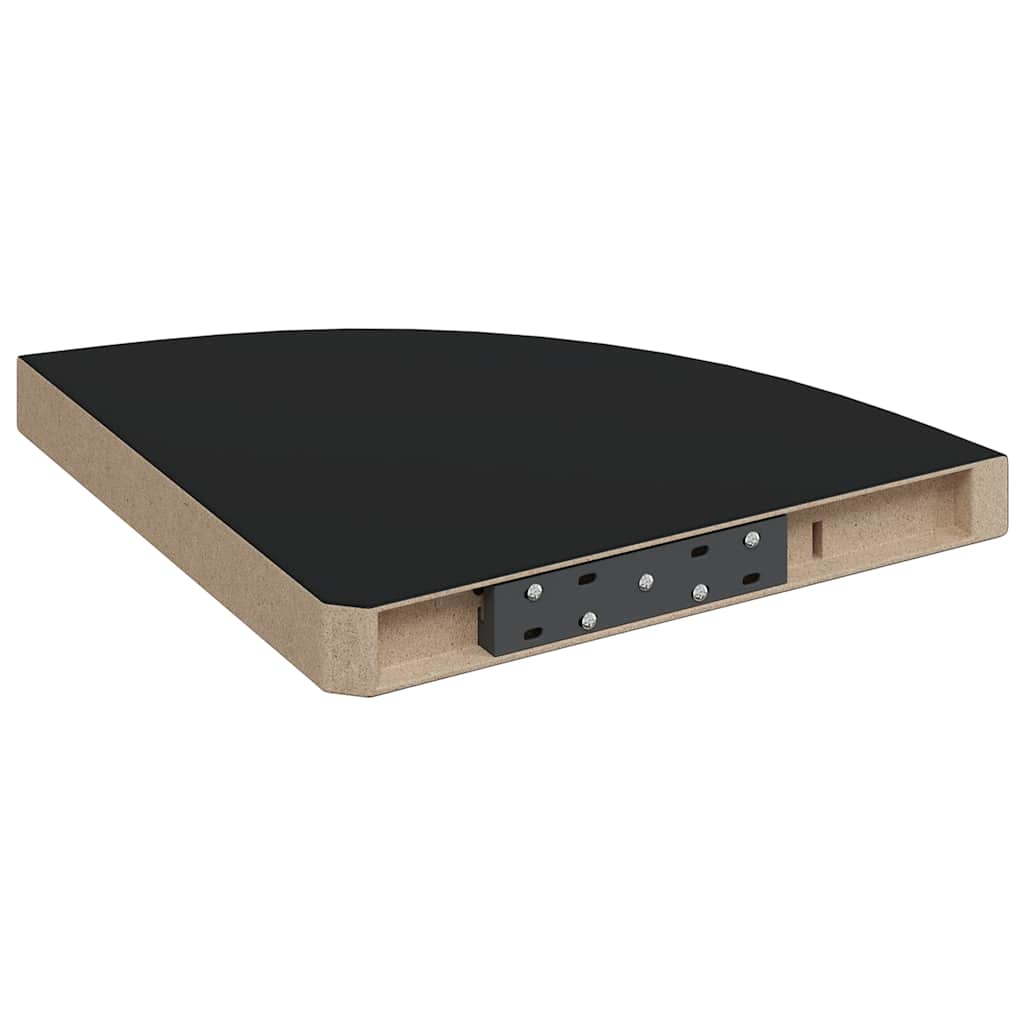 Eck-Schweberegale 2 Stk. Schwarz 35x35x3,8 cm MDF