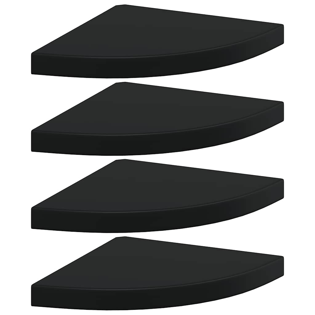 Eck-Schweberegale 4 Stk. Schwarz 35x35x3,8 cm MDF