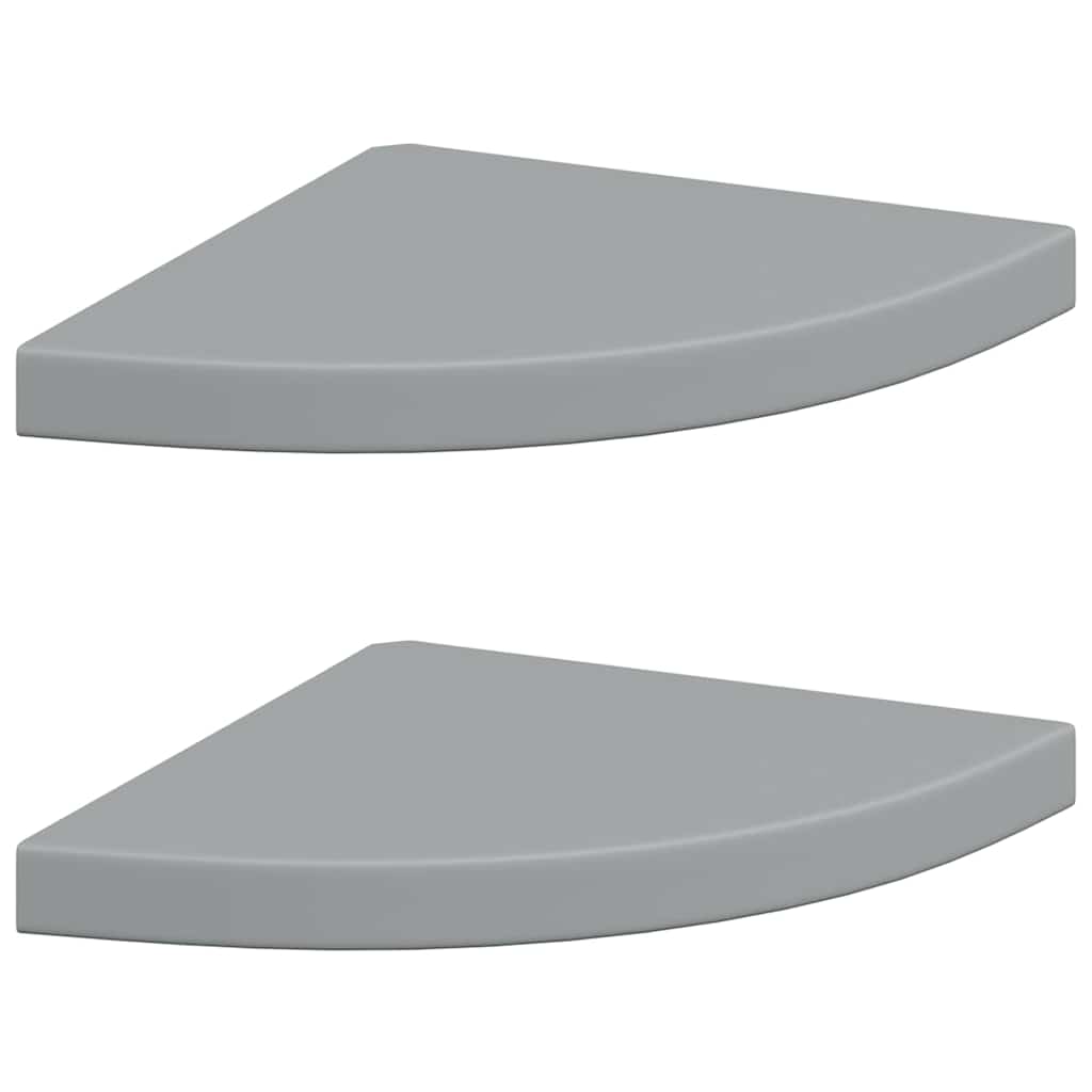 Eck-Schweberegale 2 Stk. Grau 35x35x3,8 cm MDF
