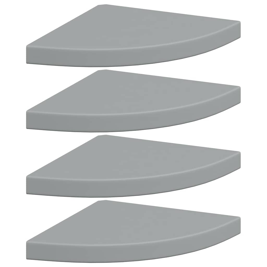 Eck-Schweberegale 4 Stk. Grau 35x35x3,8 cm MDF