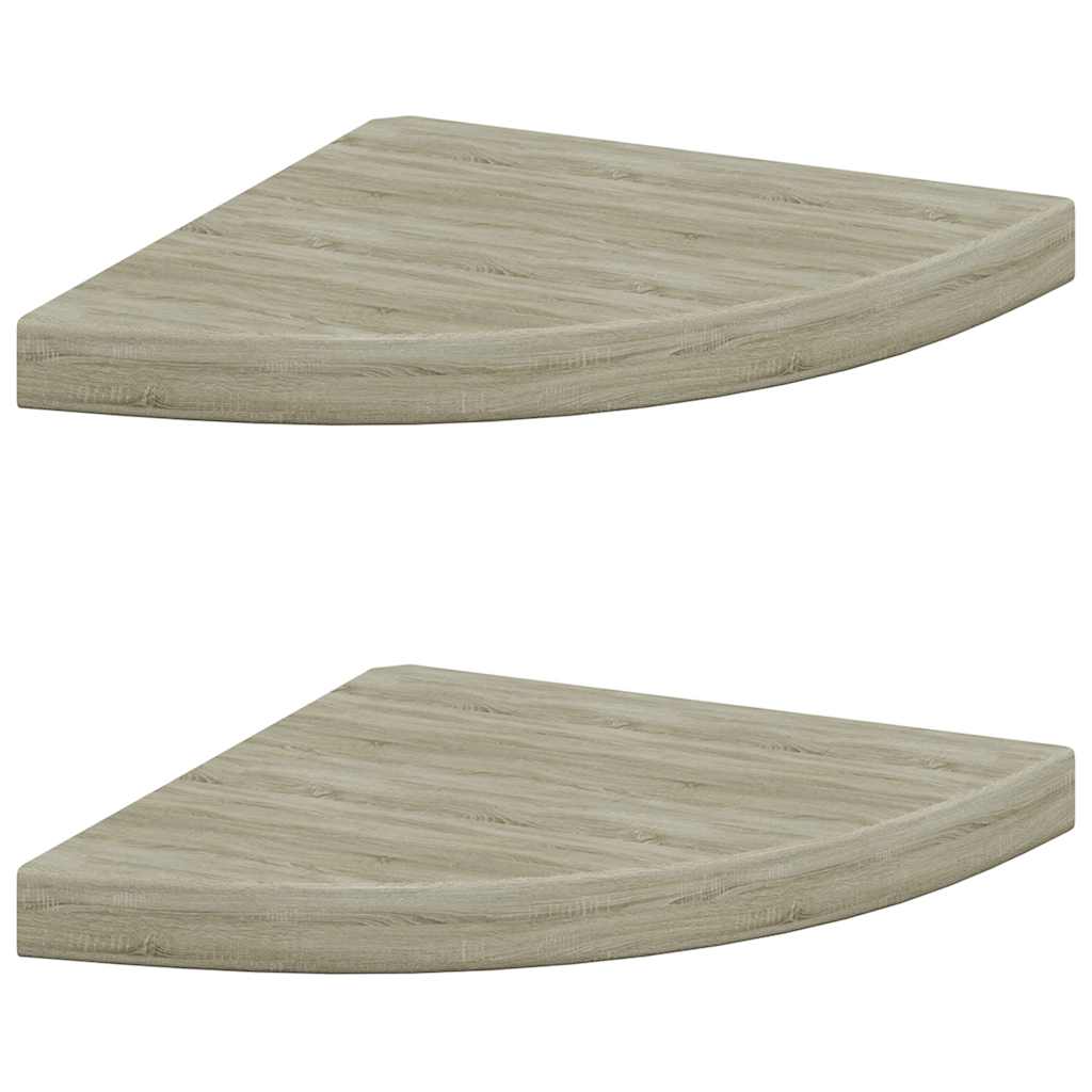 Eck-Schweberegale 2 Stk. Eichen-Optik 35x35x3,8 cm MDF