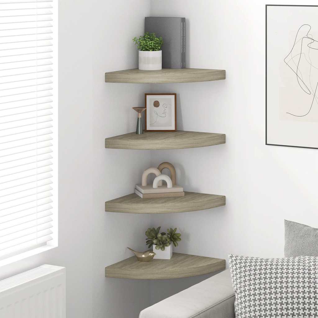 Eck-Schweberegale 4 Stk. Eichen-Optik 35x35x3,8 cm MDF