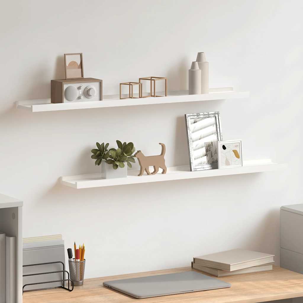 Bilderleisten 2 Stk. Weiß 80x9x3 cm MDF