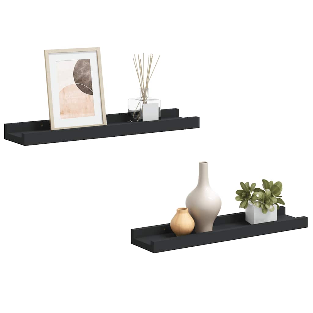 Bilderleisten 2 Stk. Schwarz 40x9x3 cm MDF