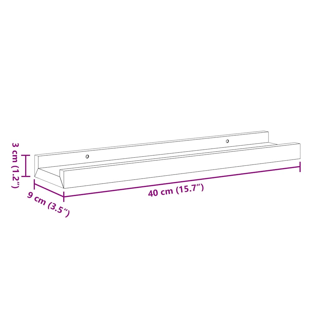 Bilderleisten 2 Stk. Schwarz 40x9x3 cm MDF
