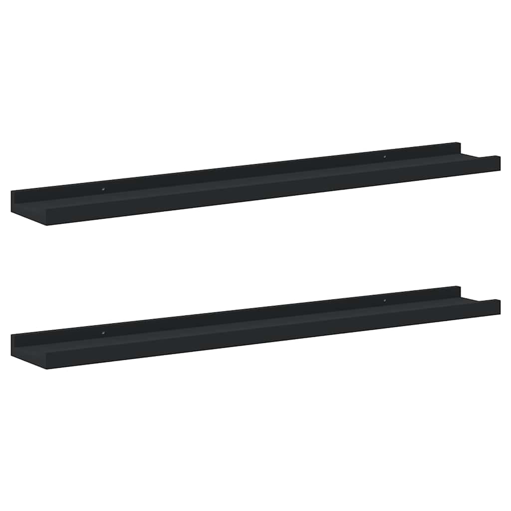 Bilderleisten 2 Stk. Schwarz 80x9x3 cm MDF