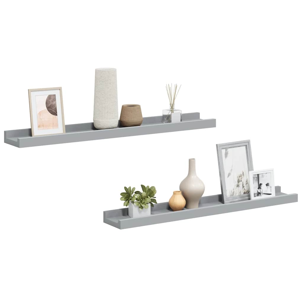 Bilderleisten 2 Stk. Grau 60x9x3 cm MDF