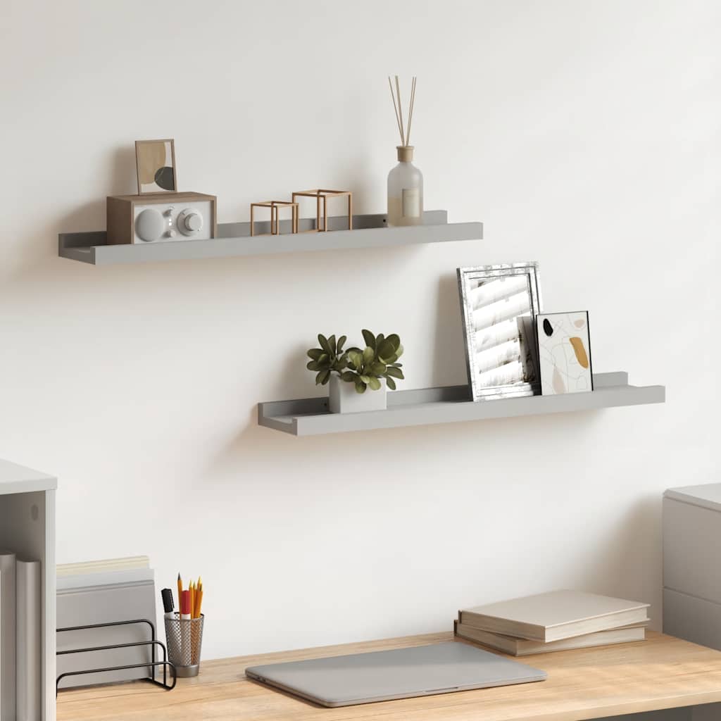 Bilderleisten 2 Stk. Grau 60x9x3 cm MDF