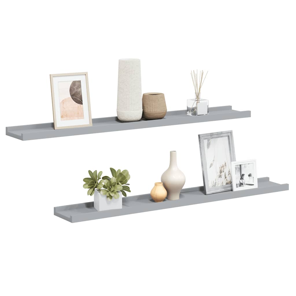 Bilderleisten 2 Stk. Grau 80x9x3 cm MDF