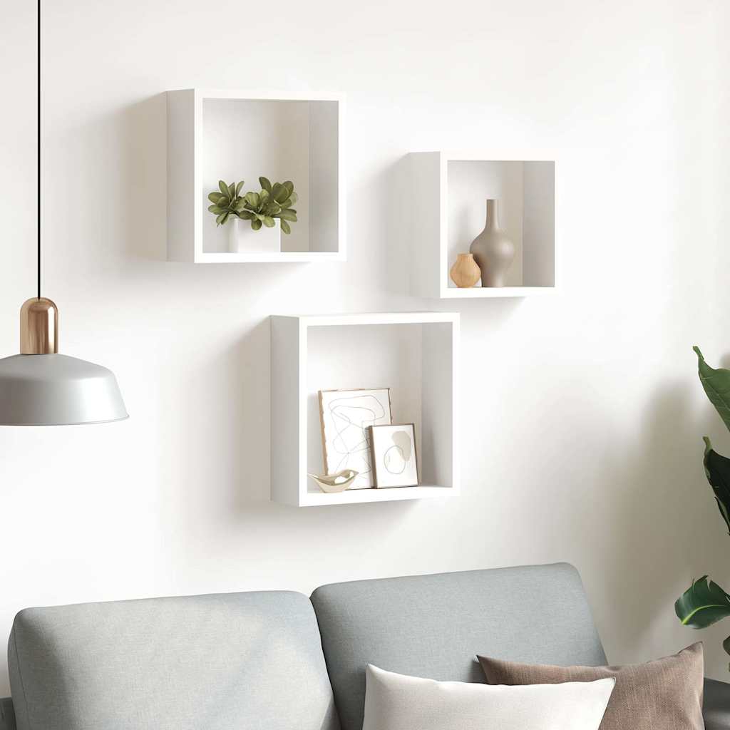 Würfelregale 3 Stk. Weiß MDF