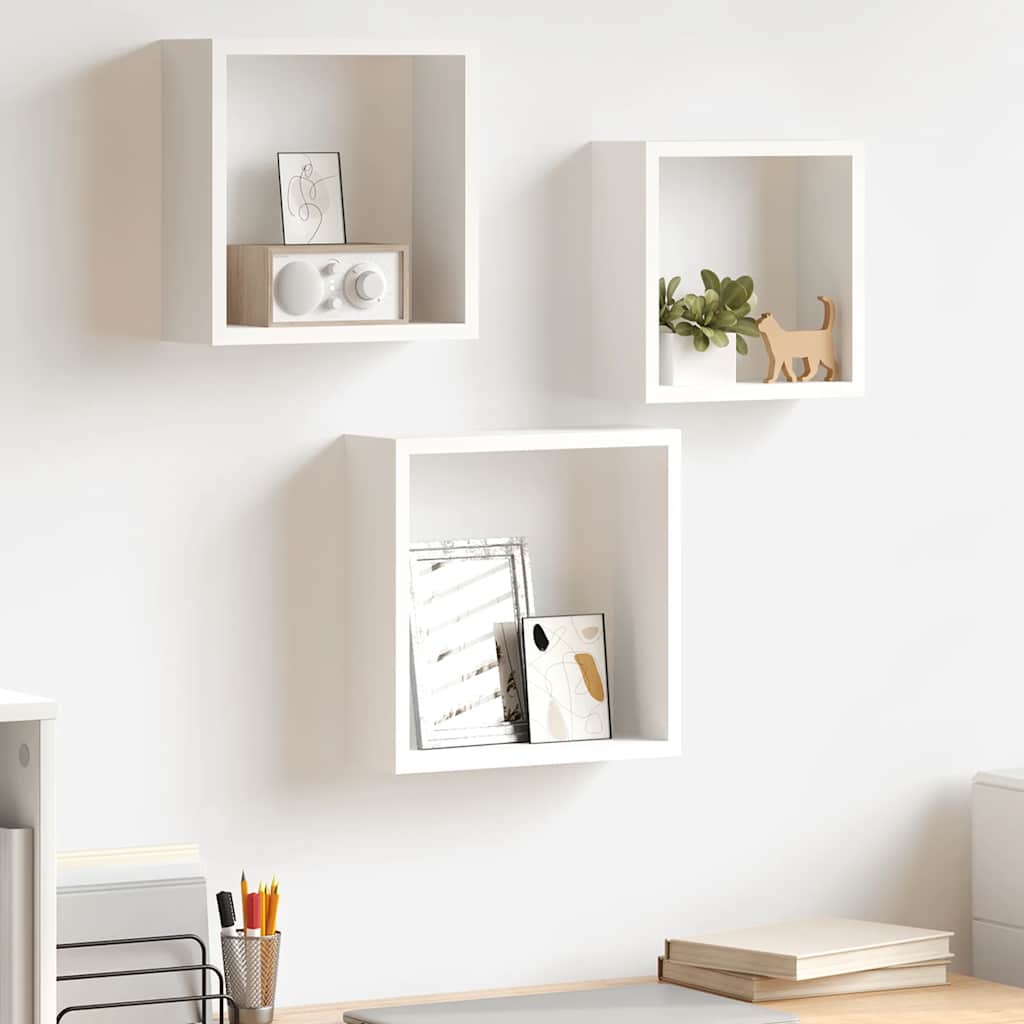 Würfelregale 3 Stk. Weiß MDF