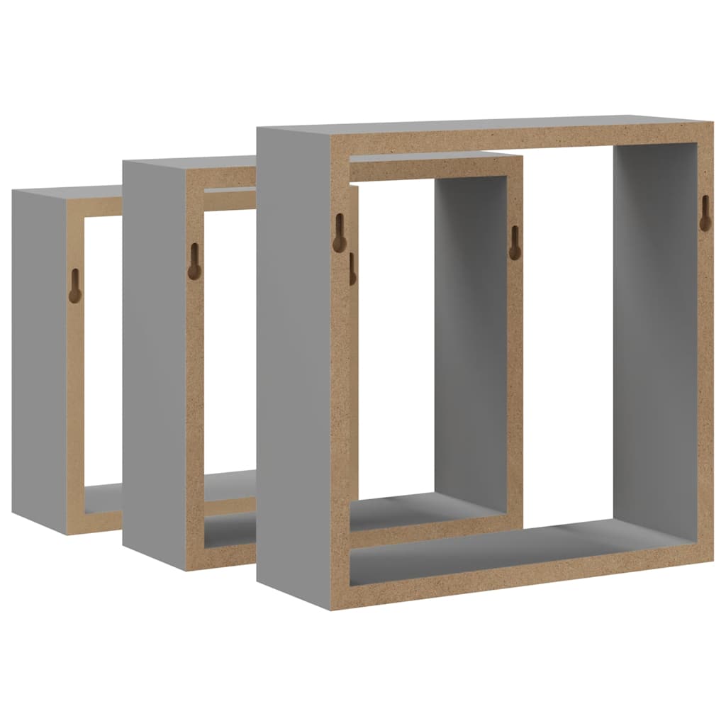 Würfelregale 3 Stk. Grau MDF