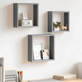 Würfelregale 3 Stk. Grau MDF
