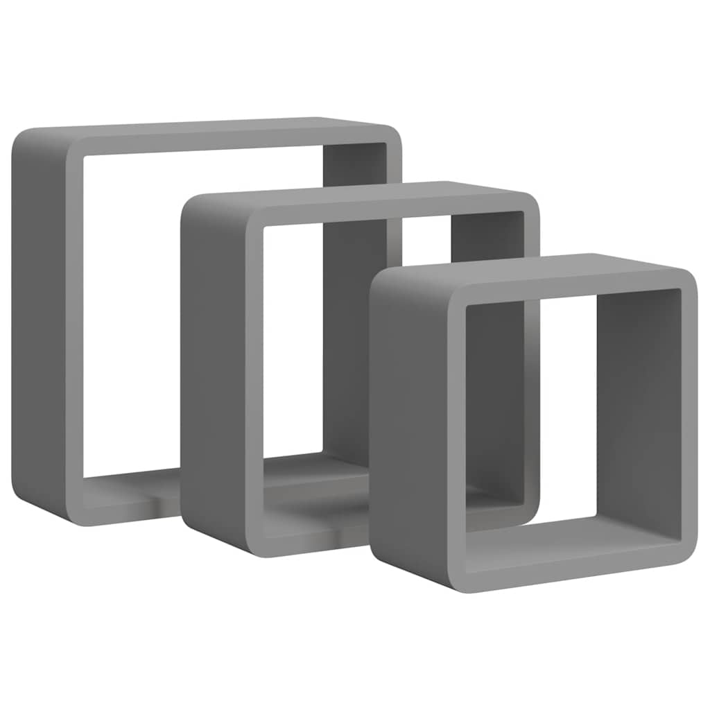 Würfelregale 3 Stk. Grau MDF