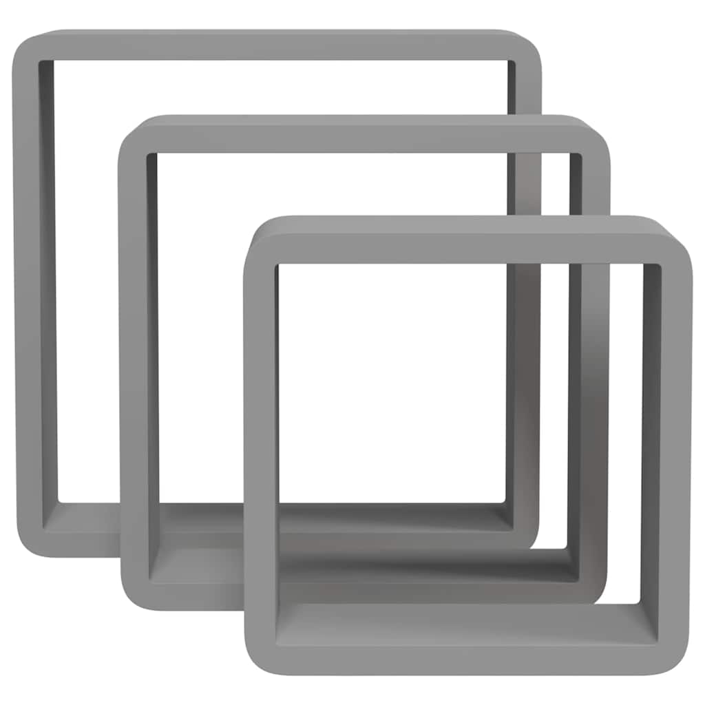 Würfelregale 3 Stk. Grau MDF