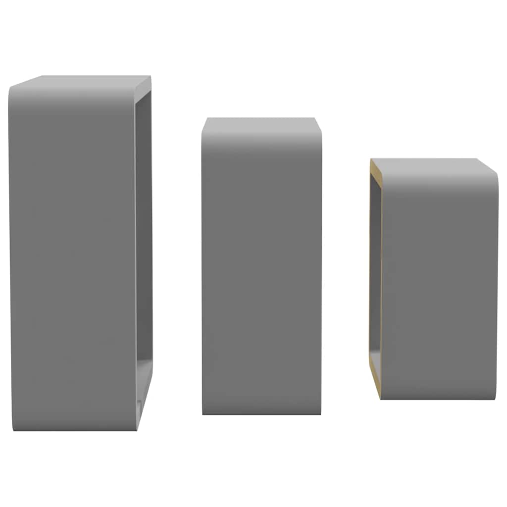 Würfelregale 3 Stk. Grau MDF
