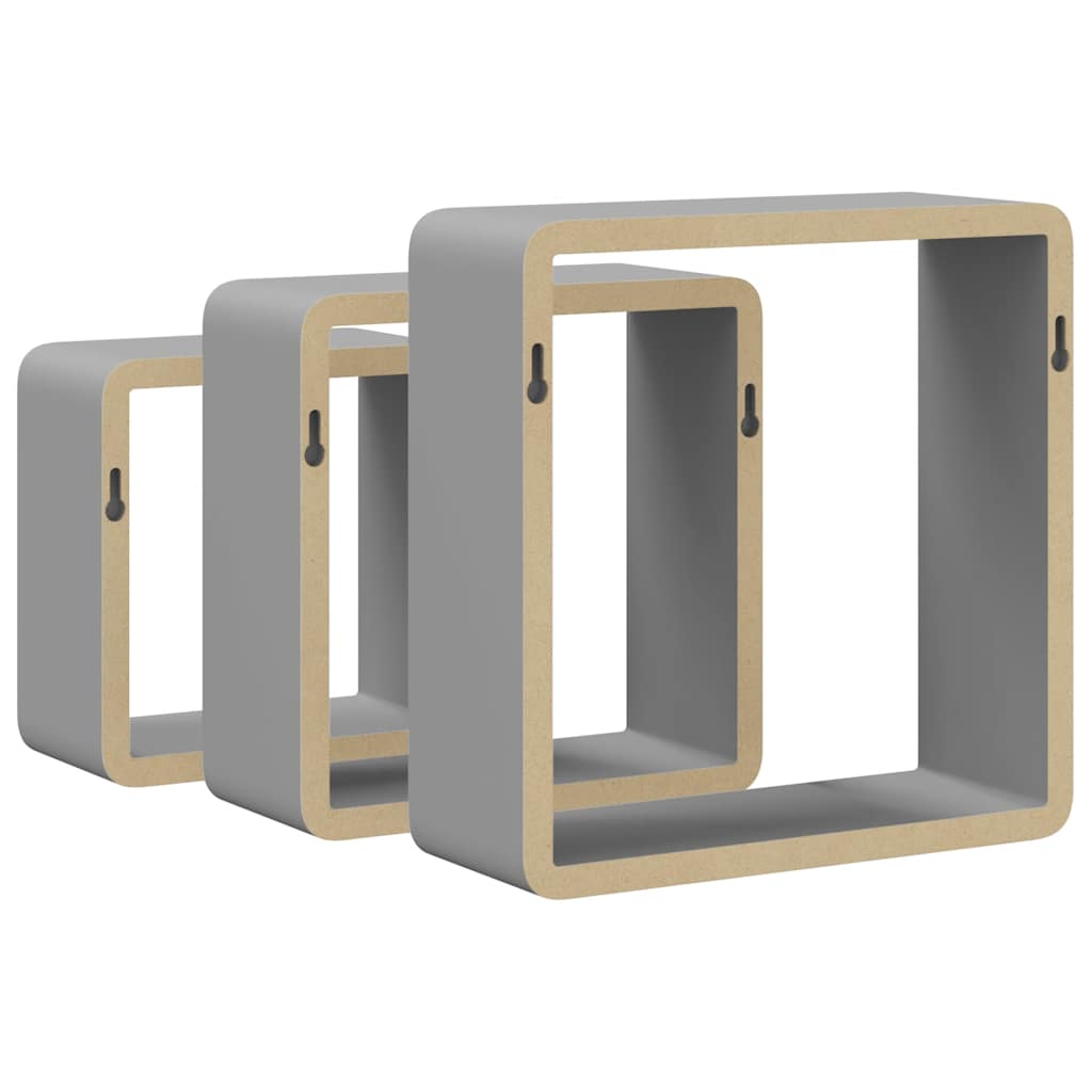 Würfelregale 3 Stk. Grau MDF