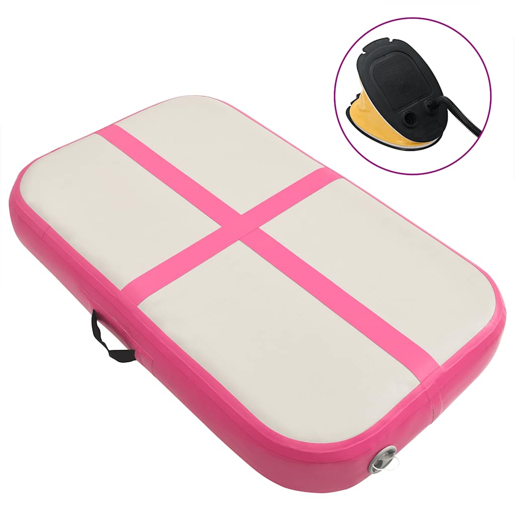 Aufblasbare Gymnastikmatte mit Pumpe 60x100x10 cm PVC Rosa