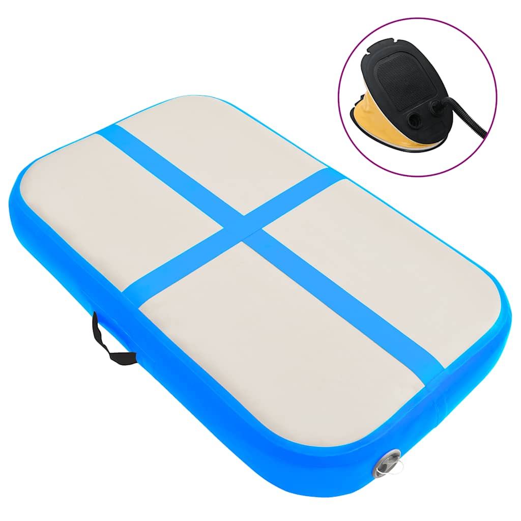 Aufblasbare Gymnastikmatte mit Pumpe 60x100x10 cm PVC Blau