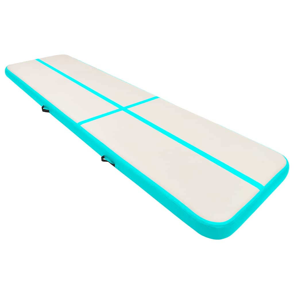 Aufblasbare Gymnastikmatte mit Pumpe 600x100x15 cm PVC Grün