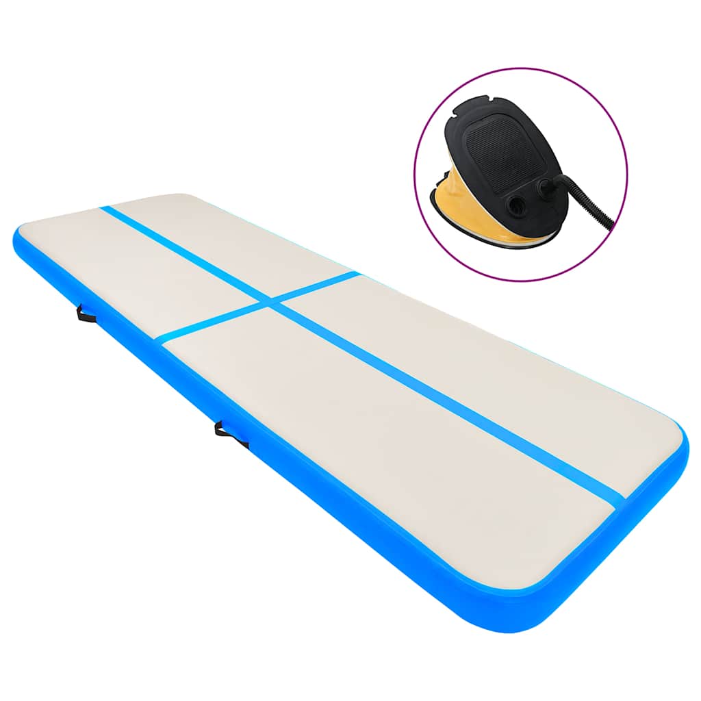 Aufblasbare Gymnastikmatte mit Pumpe 300x100x20 cm PVC Blau