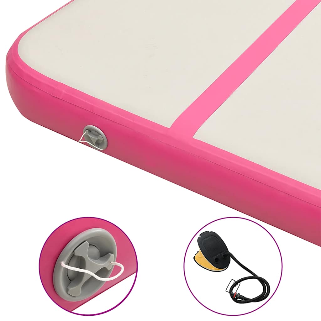 Aufblasbare Gymnastikmatte mit Pumpe 600x100x20 cm PVC Rosa