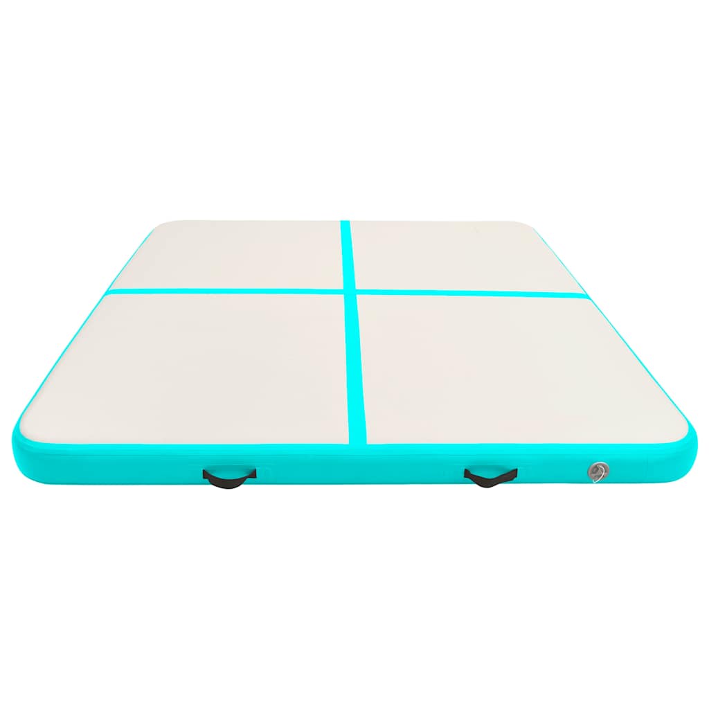 Aufblasbare Gymnastikmatte mit Pumpe 200x200x20 cm PVC Grün